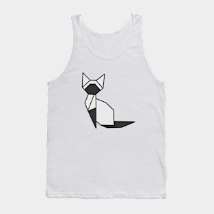 Origami Cat Gray and White Tank Top